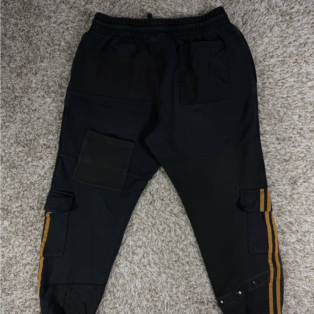 Adidas X Cargo Black Jogger Pants with Gold Stripes